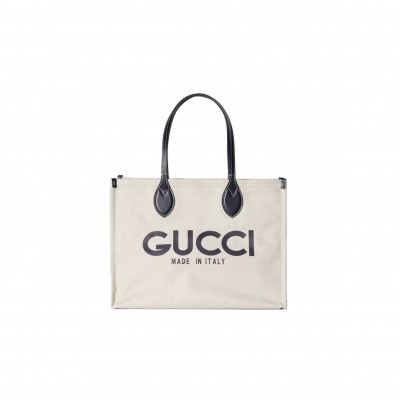 GUCCI PRINT TOTE BAG NEW BEIGE CANVAS BLACK 772176 (41*29*18cm)
